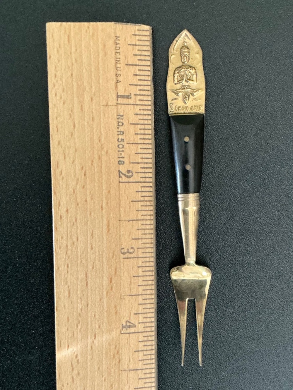 Vintage Thailand Siam Cocktail Hors d’oeuvre Fork Buddha Antique - Picture 8 of 16